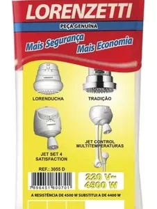 RESISTENCIA DUCHA JET, TRADIÇAO, LORENDUCHA  220v 4500w LORENZETTI 3055 D