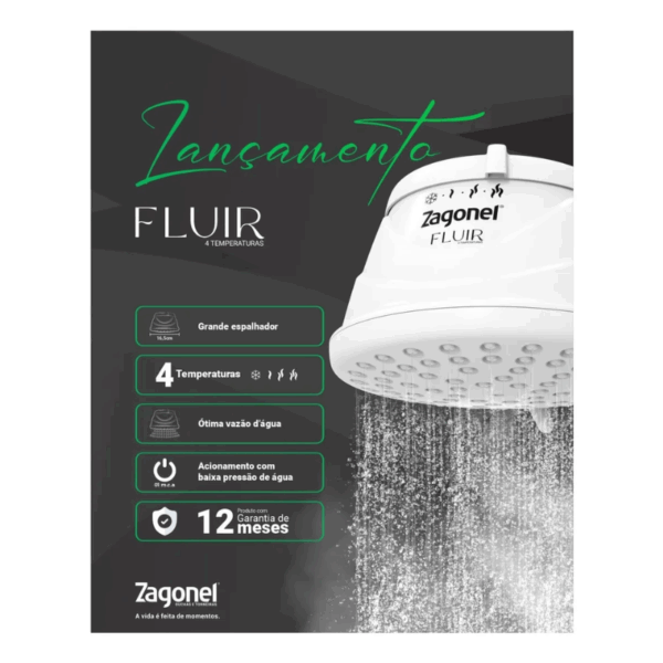 Ducha Multitemperatura Fluir 4t 5500w 127v Branco Zagonel - Image 3