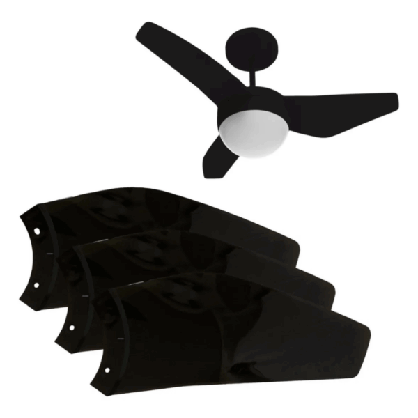 Jogo Hélice 3 Pás Para Ventilador Teto Terral Aliseu Black - Imagem 2